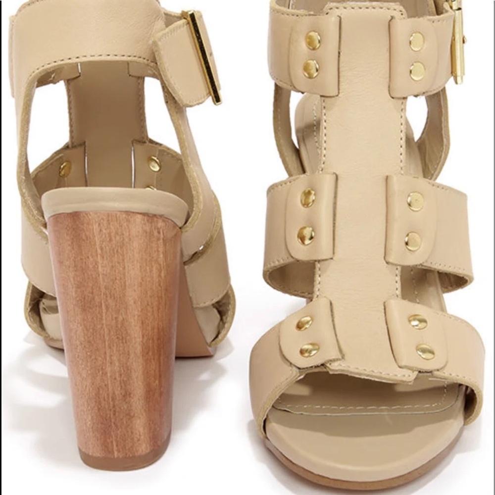Steve Madden Nevile Bone Leather Caged High Heel Sandals